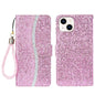 Glitter Powder Filp Leather Phone Case, For iPhone 15