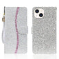 Glitter Powder Filp Leather Phone Case, For iPhone 15