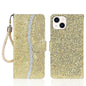 Glitter Powder Filp Leather Phone Case, For iPhone 15