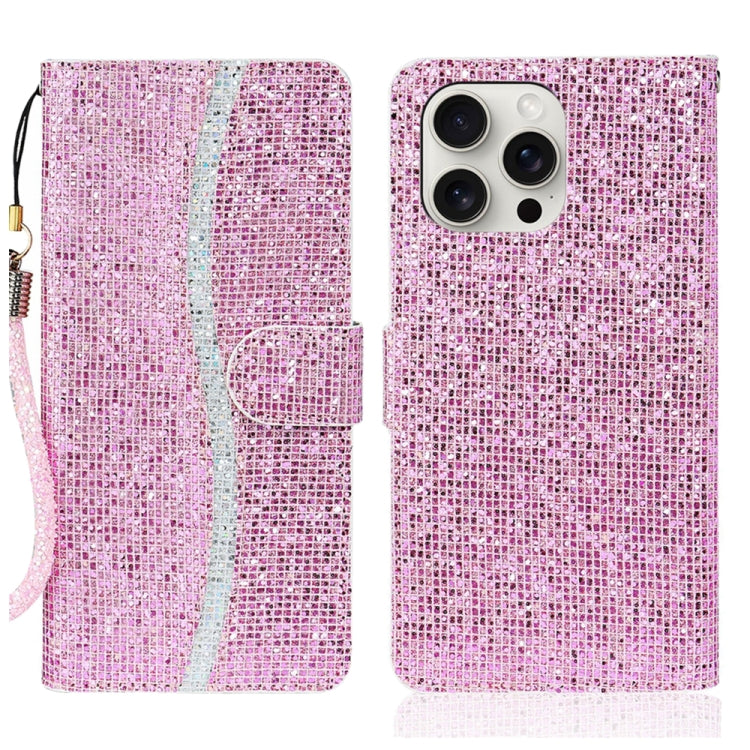 Glitter Powder Filp Leather Phone Case, For iPhone Air, For iPhone 16 Pro Max, For iPhone 16 Pro, For iPhone 16 Plus