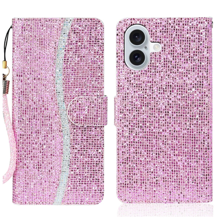 Glitter Powder Filp Leather Phone Case, For iPhone Air, For iPhone 16 Pro Max, For iPhone 16 Pro, For iPhone 16 Plus