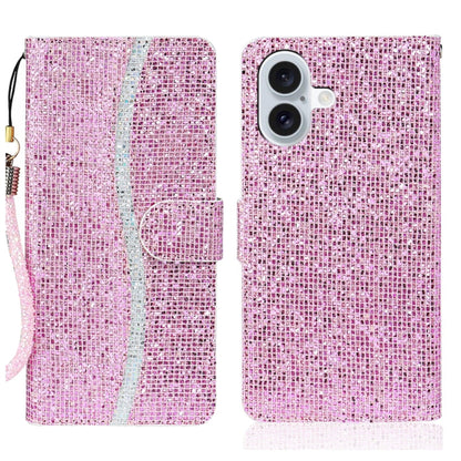 Glitter Powder Filp Leather Phone Case, For iPhone Air, For iPhone 16 Pro Max, For iPhone 16 Pro, For iPhone 16 Plus