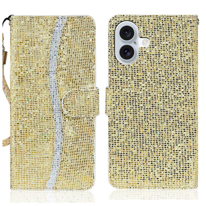Glitter Powder Filp Leather Phone Case, For iPhone Air, For iPhone 16 Pro Max, For iPhone 16 Pro, For iPhone 16 Plus