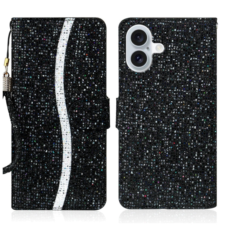Glitter Powder Filp Leather Phone Case, For iPhone 16, For iPhone 15 Pro Max, For iPhone 15 Pro, For iPhone 15 Plus