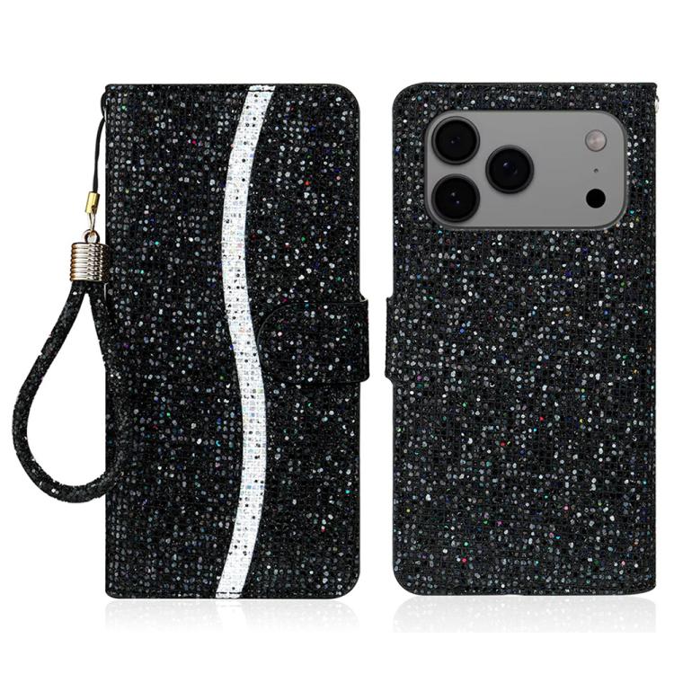 Glitter Powder Filp Leather Phone Case, For iPhone 18 Pro / 17 Pro, For iPhone 18 Pro Max / 17 Pro Max, For iPhone 17e / 16e, For iPhone 17