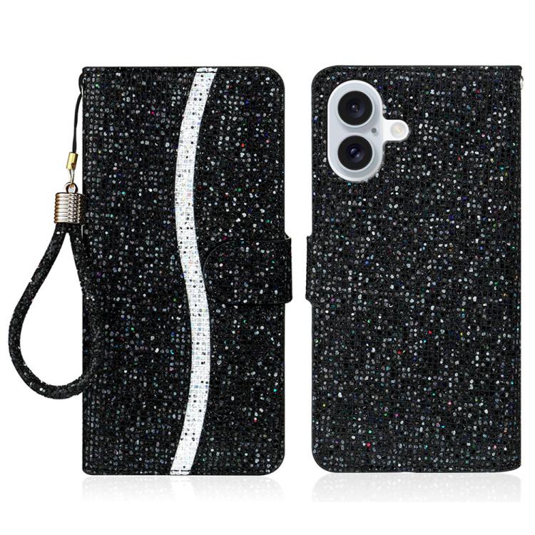 Glitter Powder Filp Leather Phone Case, For iPhone 18 Pro / 17 Pro, For iPhone 18 Pro Max / 17 Pro Max, For iPhone 17e / 16e, For iPhone 17