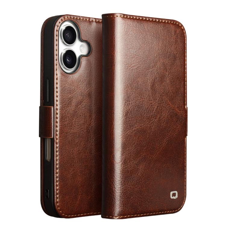 QIALINO Classic 103 Buckle Genuine Leather Phone Case, For iPhone 17e / 16e, For iPhone 17 Pro Max, For iPhone 17 Pro, For iPhone 17, For iPhone Air, For iPhone 15 Pro Max, For iPhone 15 Plus, For iPhone 15