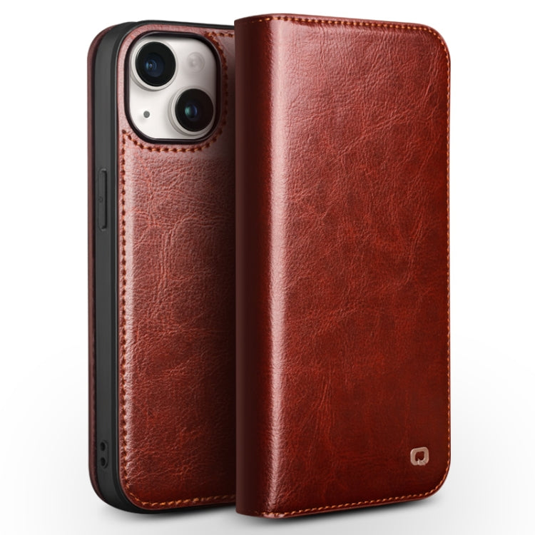 QIALINO Classic Genuine Leather Phone Case, For iPhone 15