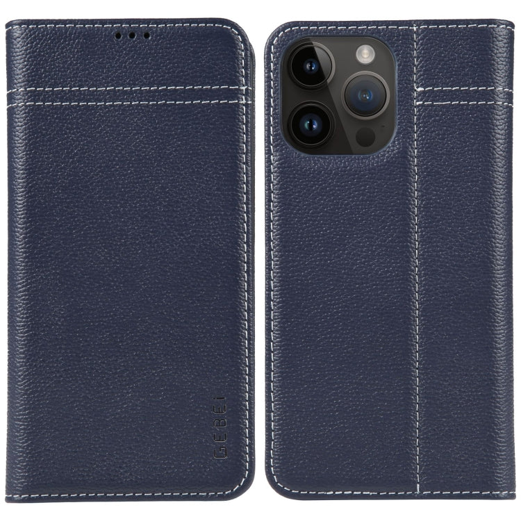 GEBEI Top-grain Horizontal Flip Leather Phone Case, For iPhone 16 Pro, For iPhone 16 Plus, For iPhone 16, For iPhone 15 Pro Max, For iPhone 15 Pro, For iPhone 15 Plus