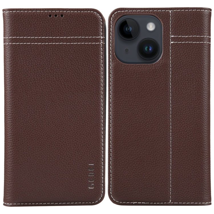 GEBEI Top-grain Horizontal Flip Leather Phone Case, For iPhone 16 Pro, For iPhone 16 Plus, For iPhone 16, For iPhone 15 Pro Max, For iPhone 15 Pro, For iPhone 15 Plus