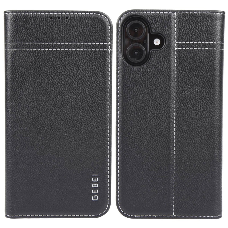 GEBEI Top-grain Horizontal Flip Leather Phone Case, For iPhone 16 Pro, For iPhone 16 Plus, For iPhone 16, For iPhone 15 Pro Max, For iPhone 15 Pro, For iPhone 15 Plus