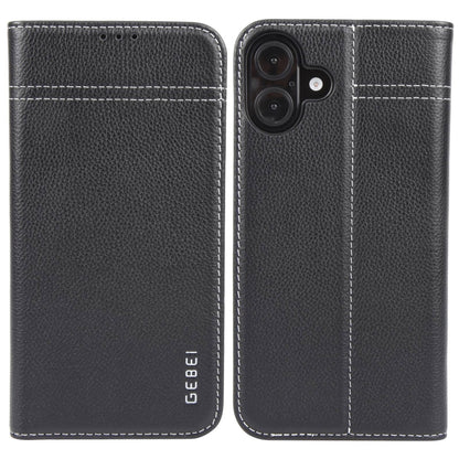 GEBEI Top-grain Horizontal Flip Leather Phone Case, For iPhone 16 Pro, For iPhone 16 Plus, For iPhone 16, For iPhone 15 Pro Max, For iPhone 15 Pro, For iPhone 15 Plus