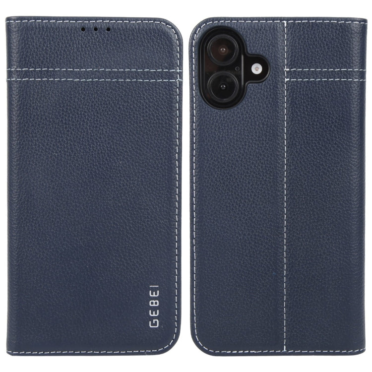 GEBEI Top-grain Horizontal Flip Leather Phone Case, For iPhone 16 Pro, For iPhone 16 Plus, For iPhone 16, For iPhone 15 Pro Max, For iPhone 15 Pro, For iPhone 15 Plus