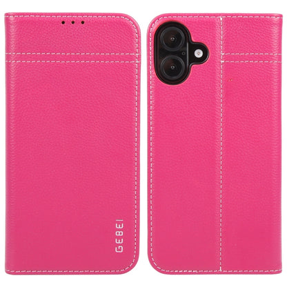 GEBEI Top-grain Horizontal Flip Leather Phone Case, For iPhone 16 Pro, For iPhone 16 Plus, For iPhone 16, For iPhone 15 Pro Max, For iPhone 15 Pro, For iPhone 15 Plus