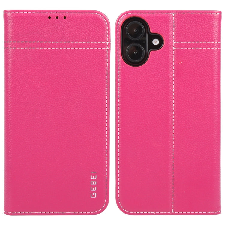 GEBEI Top-grain Horizontal Flip Leather Phone Case, For iPhone 16 Pro, For iPhone 16 Plus, For iPhone 16, For iPhone 15 Pro Max, For iPhone 15 Pro, For iPhone 15 Plus