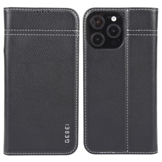 GEBEI Top-grain Horizontal Flip Leather Phone Case, For iPhone 16 Pro, For iPhone 16 Plus, For iPhone 16, For iPhone 15 Pro Max, For iPhone 15 Pro, For iPhone 15 Plus