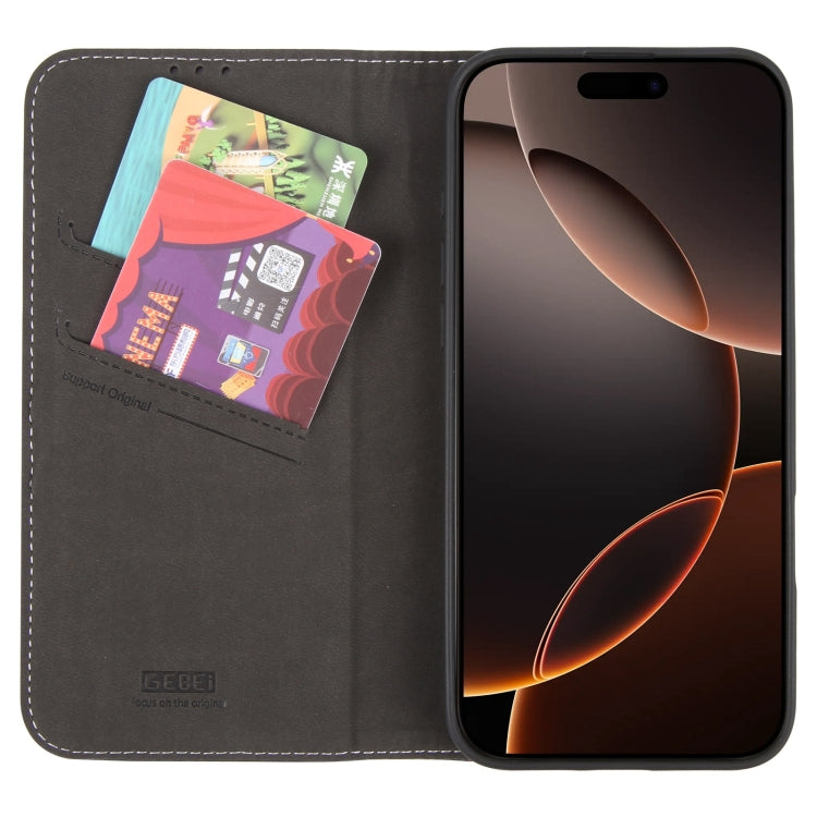 GEBEI Top-grain Horizontal Flip Leather Phone Case, For iPhone 16 Pro, For iPhone 16 Plus, For iPhone 16, For iPhone 15 Pro Max, For iPhone 15 Pro, For iPhone 15 Plus