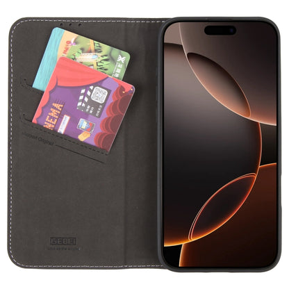 GEBEI Top-grain Horizontal Flip Leather Phone Case, For iPhone 16 Pro, For iPhone 16 Plus, For iPhone 16, For iPhone 15 Pro Max, For iPhone 15 Pro, For iPhone 15 Plus