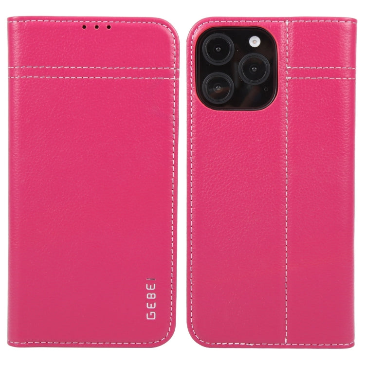 GEBEI Top-grain Horizontal Flip Leather Phone Case, For iPhone 17e / 16e, For iPhone 17 Pro Max, For iPhone 17 Pro, For iPhone 17, For iPhone Air, For iPhone 16 Pro Max