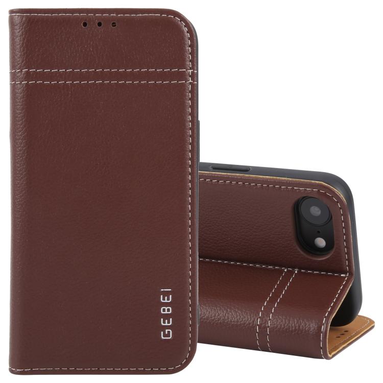 GEBEI Top-grain Horizontal Flip Leather Phone Case, For iPhone 18 Pro / 17 Pro, For iPhone 18 Pro Max / 17 Pro Max, For iPhone 17e / 16e, For iPhone 17, For iPhone Air, For iPhone 16 Pro Max