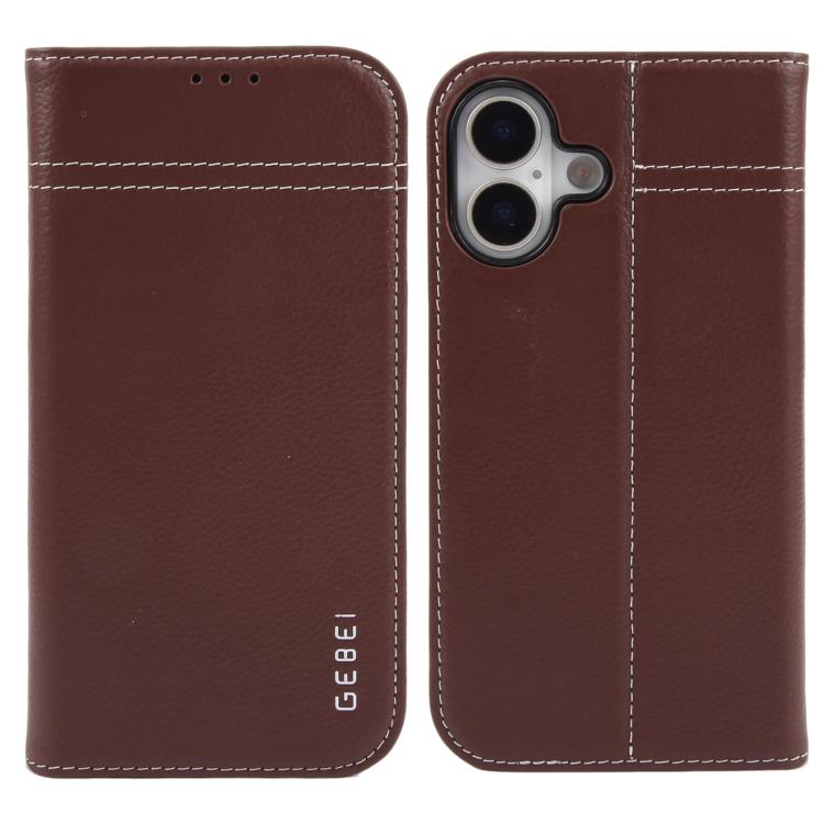 GEBEI Top-grain Horizontal Flip Leather Phone Case, For iPhone 18 Pro / 17 Pro, For iPhone 18 Pro Max / 17 Pro Max, For iPhone 17e / 16e, For iPhone 17, For iPhone Air, For iPhone 16 Pro Max