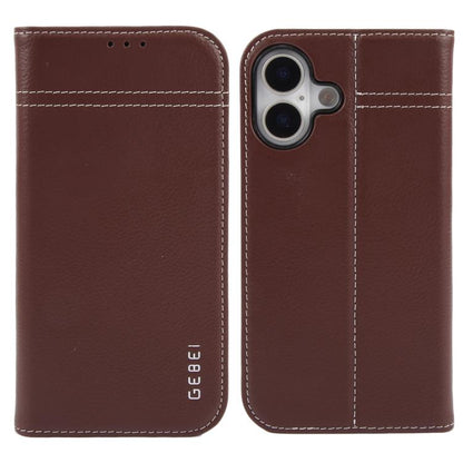 GEBEI Top-grain Horizontal Flip Leather Phone Case, For iPhone 18 Pro / 17 Pro, For iPhone 18 Pro Max / 17 Pro Max, For iPhone 17e / 16e, For iPhone 17, For iPhone Air, For iPhone 16 Pro Max