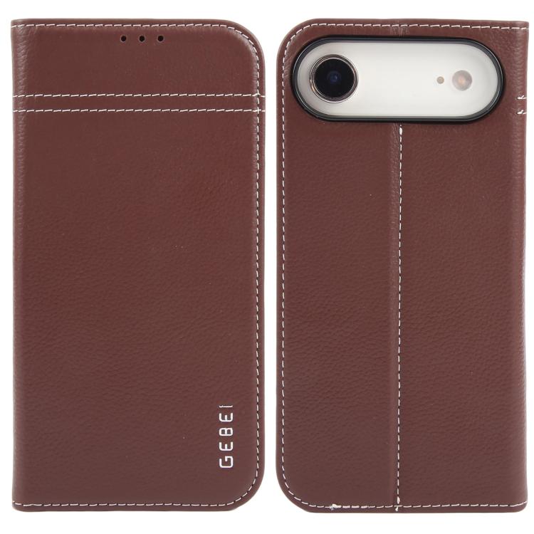 GEBEI Top-grain Horizontal Flip Leather Phone Case, For iPhone 18 Pro / 17 Pro, For iPhone 18 Pro Max / 17 Pro Max, For iPhone 17e / 16e, For iPhone 17, For iPhone Air, For iPhone 16 Pro Max