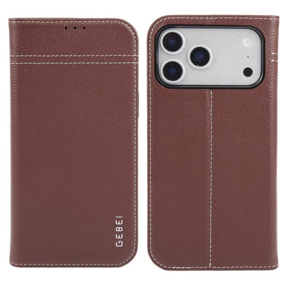 GEBEI Top-grain Horizontal Flip Leather Phone Case, For iPhone 18 Pro / 17 Pro, For iPhone 18 Pro Max / 17 Pro Max, For iPhone 17e / 16e, For iPhone 17, For iPhone Air, For iPhone 16 Pro Max