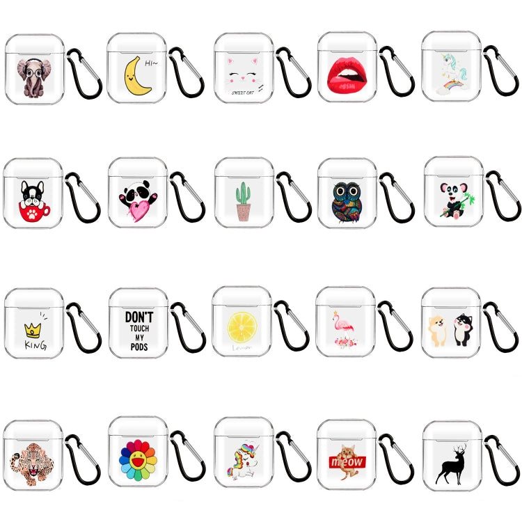 Cartoon Pattern Transparent TPU Earphone Case with Keychain