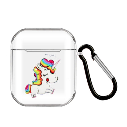 Cartoon Pattern Transparent TPU Earphone Case with Keychain