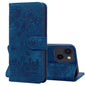 Cartoon Sakura Cat Embossed Leather Phone Case, For iPhone 15, For iPhone 14 Plus, For iPhone 14, For iPhone 14 Pro