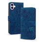 Cartoon Sakura Cat Embossed Leather Phone Case, For iPhone Air, For iPhone 16 Pro Max, For iPhone 16 Pro, For iPhone 16 Plus