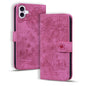 Cartoon Sakura Cat Embossed Leather Phone Case, For iPhone Air, For iPhone 16 Pro Max, For iPhone 16 Pro, For iPhone 16 Plus