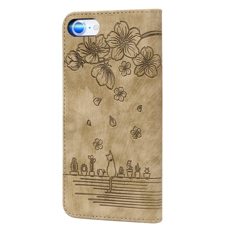 Cartoon Sakura Cat Embossed Leather Phone Case, For iPhone 17e / 16e, For iPhone 17 Pro Max, For iPhone 17 Pro, For iPhone 17
