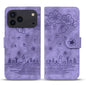Cartoon Sakura Cat Embossed Leather Phone Case, For iPhone 18 Pro / 17 Pro, For iPhone 18 Pro Max / 17 Pro Max, For iPhone 17e / 16e, For iPhone 17