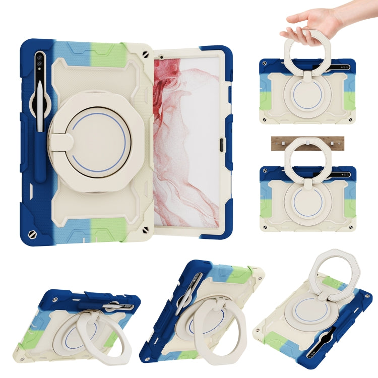Armor Portable Rotating Ring Holder Silicone Tablet Case, For Samsung Galaxy Tab S10 FE+, For Samsung Galaxy Tab S10+ / S9+ / S9 FE+, For Samsung Galaxy Tab S9 Ultra, For Samsung Galaxy Tab S8 Ultra