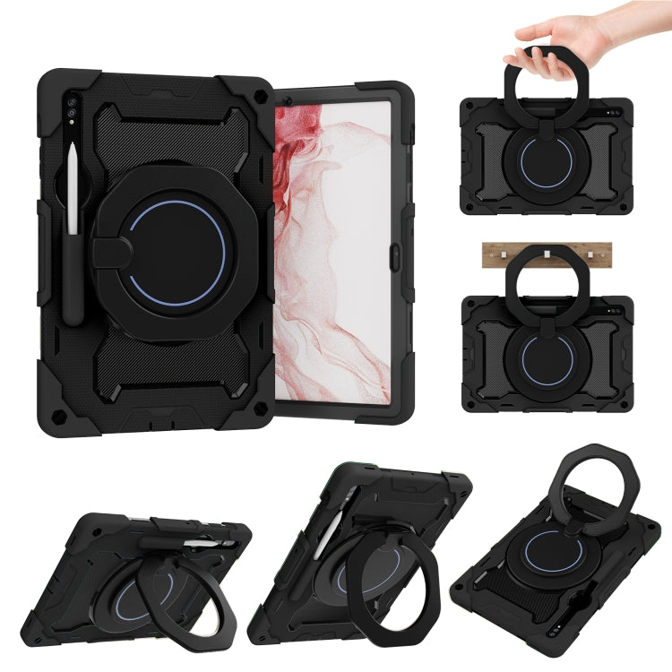 Armor Portable Rotating Ring Holder Silicone Tablet Case, For Samsung Galaxy Tab S10 FE+, For Samsung Galaxy Tab S10+ / S9+ / S9 FE+, For Samsung Galaxy Tab S9 Ultra, For Samsung Galaxy Tab S8 Ultra