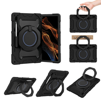 Armor Portable Rotating Ring Holder Silicone Tablet Case, For Samsung Galaxy Tab S10 FE+, For Samsung Galaxy Tab S10+ / S9+ / S9 FE+, For Samsung Galaxy Tab S9 Ultra, For Samsung Galaxy Tab S8 Ultra