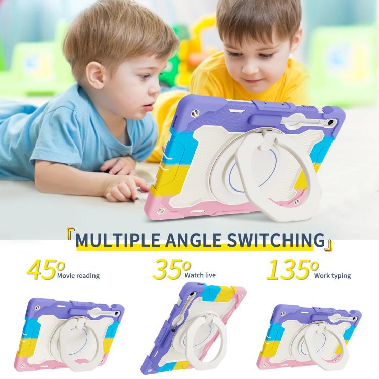 Armor Portable Rotating Ring Holder Silicone Tablet Case, For Samsung Galaxy Tab S10 FE+, For Samsung Galaxy Tab S10+ / S9+ / S9 FE+, For Samsung Galaxy Tab S9 Ultra, For Samsung Galaxy Tab S8 Ultra