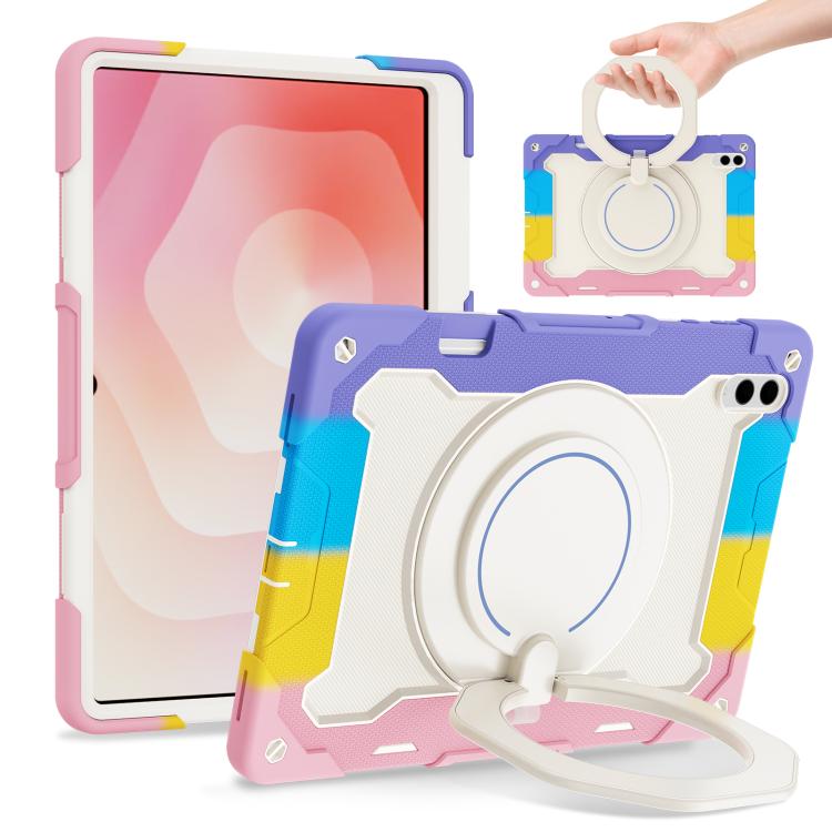 Armor Portable Rotating Ring Holder Silicone Tablet Case, For Samsung Galaxy Tab A11+ / A9+, For Samsung Galaxy Tab A11 / A9, For Samsung Galaxy Tab S10 Lite / S10 FE, For Samsung Galaxy Tab S11 Ultra