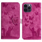Butterfly Cat Embossing Flip Leather Phone Case, For iPhone 15 Pro Max, For iPhone 15 Pro, For iPhone 15 Plus, For iPhone 15