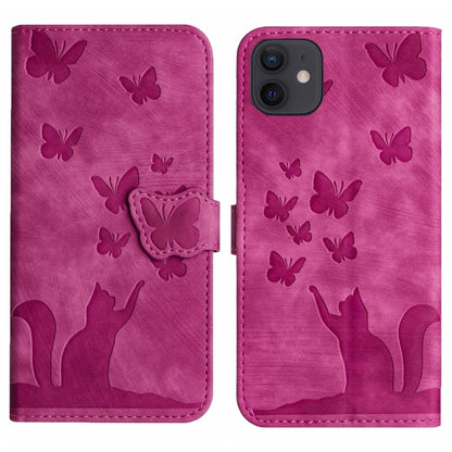Butterfly Cat Embossing Flip Leather Phone Case, For iPhone 13 mini, For iPhone 12 / 12 Pro, For iPhone 12 Pro Max, For iPhone 12 mini