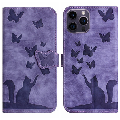 Butterfly Cat Embossing Flip Leather Phone Case, For iPhone 13 mini, For iPhone 12 / 12 Pro, For iPhone 12 Pro Max, For iPhone 12 mini