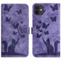 Butterfly Cat Embossing Flip Leather Phone Case, For iPhone 13 mini, For iPhone 12 / 12 Pro, For iPhone 12 Pro Max, For iPhone 12 mini