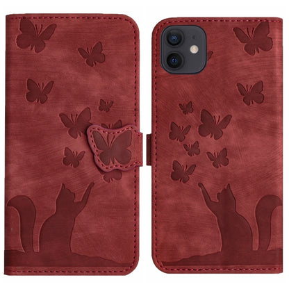 Butterfly Cat Embossing Flip Leather Phone Case, For iPhone 13 mini, For iPhone 12 / 12 Pro, For iPhone 12 Pro Max, For iPhone 12 mini