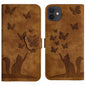 Butterfly Cat Embossing Flip Leather Phone Case, For iPhone 13 mini, For iPhone 12 / 12 Pro, For iPhone 12 Pro Max, For iPhone 12 mini