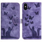 Butterfly Cat Embossing Flip Leather Phone Case, For iPhone 11 Pro Max, For iPhone 11, For iPhone 11 Pro, For iPhone X / XS
