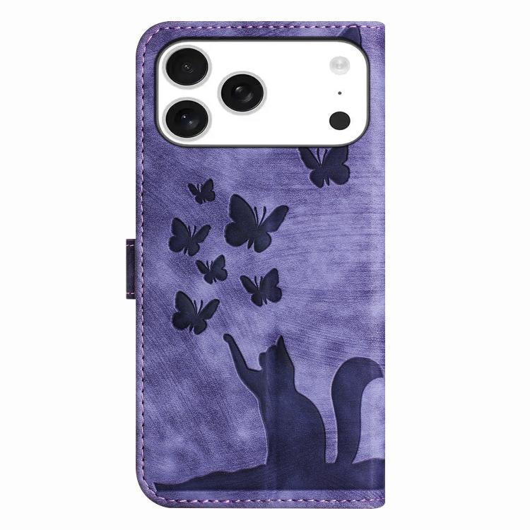 Butterfly Cat Embossing Flip Leather Phone Case, For iPhone 18 Pro / 17 Pro, For iPhone 18 Pro Max / 17 Pro Max, For iPhone 17, For iPhone 17 Air