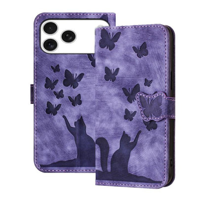 Butterfly Cat Embossing Flip Leather Phone Case, For iPhone 18 Pro / 17 Pro, For iPhone 18 Pro Max / 17 Pro Max, For iPhone 17, For iPhone 17 Air