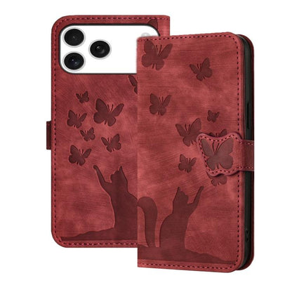 Butterfly Cat Embossing Flip Leather Phone Case, For iPhone 18 Pro / 17 Pro, For iPhone 18 Pro Max / 17 Pro Max, For iPhone 17, For iPhone 17 Air